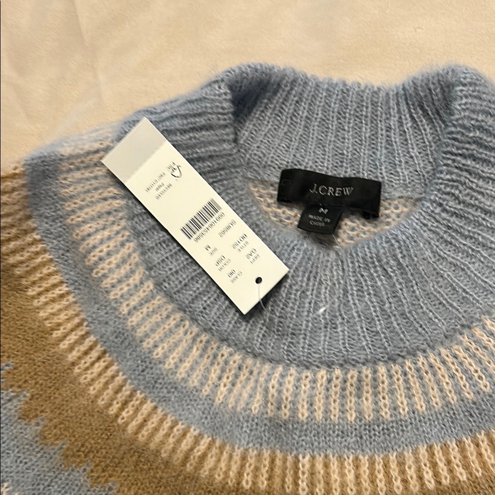 NWT J. Crew Blue and Tan women’s , medium Sweater